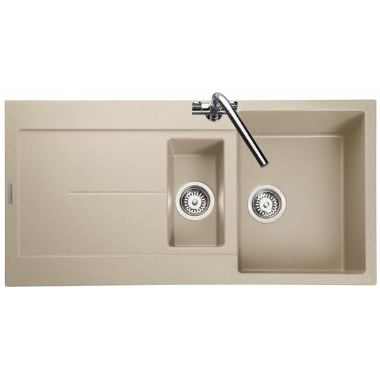 Scoria Granite 1.5 Bowl Inset Kitchen Sink Stone Free Waste - Beige - Rangemaster