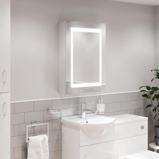 Artis Solas LED Aluminium Mirror Cabinet with Demister Pad and Shaver Socket 700x500mm - Mains Power