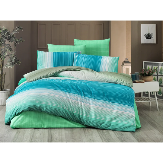 Moya Green/Blue/White 127 TC Modern & Contemporary Duvet Cover Set