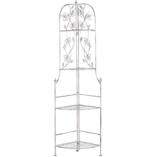 Garden Metal Corner Ladder Shelf White Indoor Outdoor Bathroom Biella - White