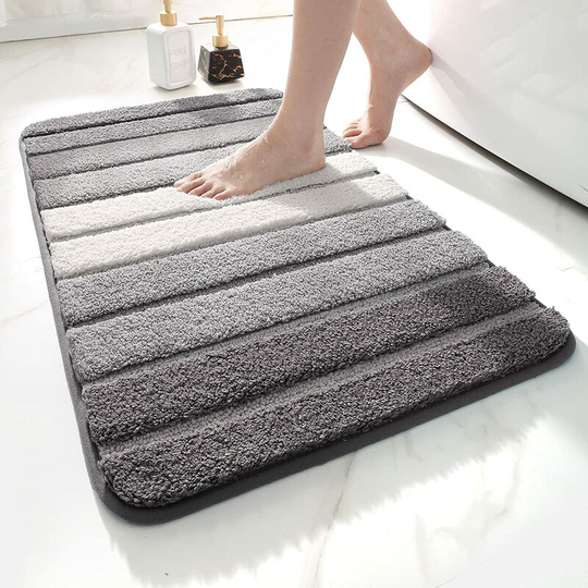 Perlerare - Non-Slip Bath Mat, Extra Soft Bathroom Rug, Machine Washable, Water Absorbent, 50 x 80 cm, Gray