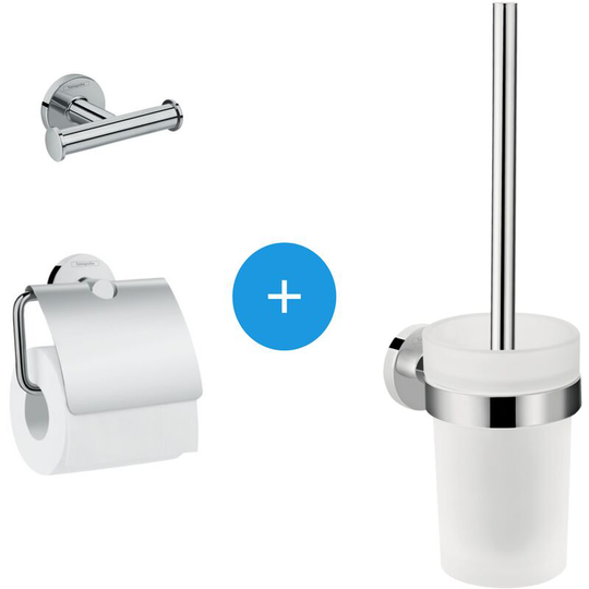 Logis Universal Pack Toilet brush + Bathroom hook + Toilet paper holder, Chrome (41722000-TRIOLOGIS) - Hansgrohe