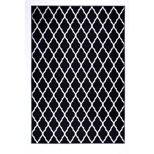 Carly Trellis Hooked Black Rug