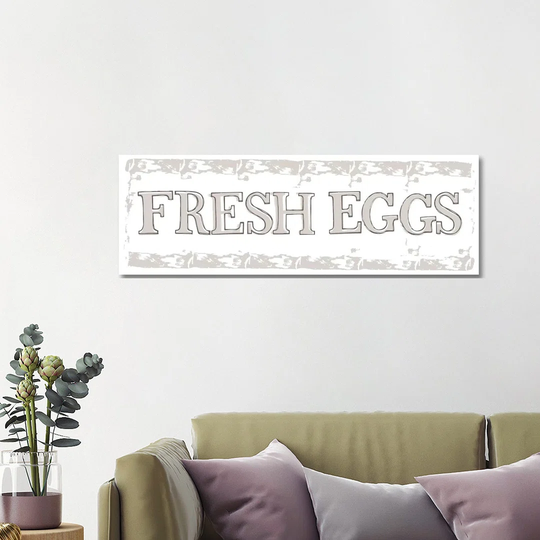 Home Farm - Fresh Eggs and Milk by Vicky Yorke - Panoramic Typography Print on Canvas