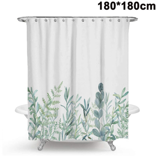Shower Curtains Anti-mold, Anti-bacterial, Washable Bathtub Curtain Polyester Fabric with 12 Shower Curtain Rings Style 1 180x180cm