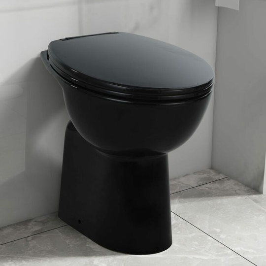 High Rimless Toilet Soft Close 7 cm Higher Ceramic Black - Black