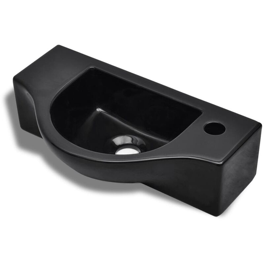 Vidaxl - Ceramic Bathroom Sink Basin with Faucet Hole Black Black