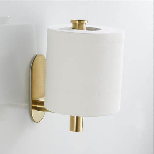 Wall Toilet Roll Holder Self, Gold - Livingandhome