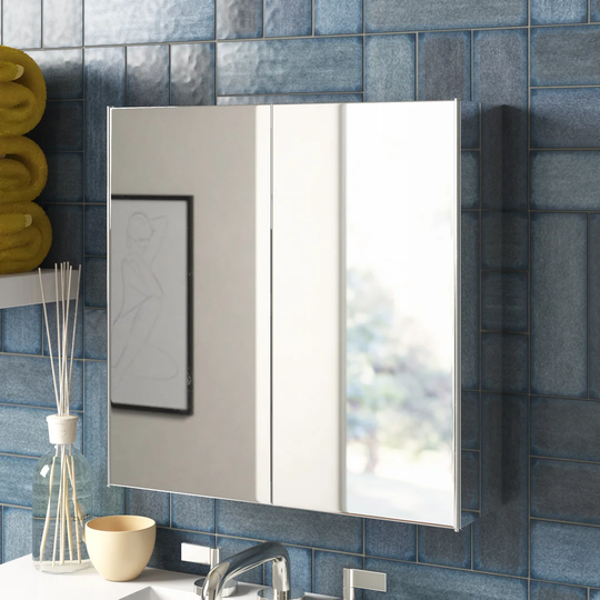 Carthage Bathroom Double 45cm x 45cm Recessed Mirror Cabinet