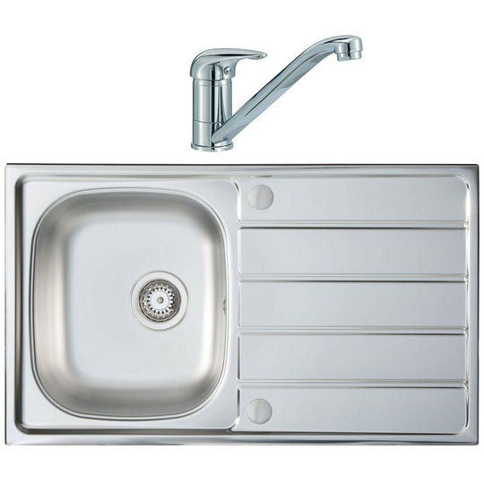KD100 Kitchen Sink 1.0 Kona Reversible Drainer Stainless Steel & Tap - Homestyle