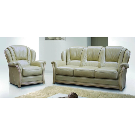 Pisa 3 Seater + Armchair + Armchair Italian Leather Sofa Settee Offer Nut