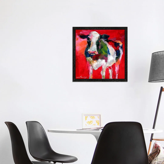 'Cow' by Richard Wallich - Floater Frame Painting Print on Canvas