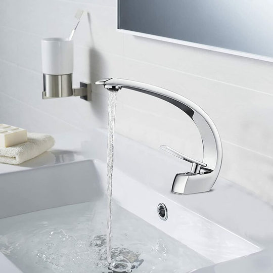 Perlerare - Single Hole Basin Faucet, Elegant Chrome Brass Bathroom Sink Faucet, Bathroom Sink Faucet