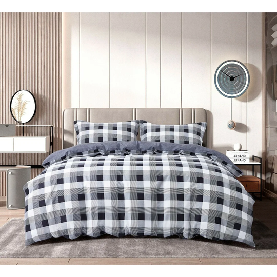 Gambino Black/Grey Egyptian Quality Cotton 200 TC Duvet Cover Set