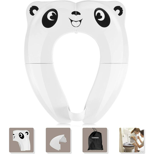 BR-Vie Baby Toilet Seat Reducer, Foldable Kids Toilet Seat, Baby Toilet Reducer Portable Toilet Seat for Boy and Girl with 8pcs Non-Slip Pads, Panda