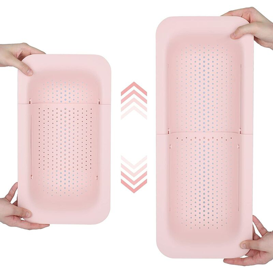 Over the Sink Colander Strainer Basket - Wash Vegetables and Fruits, Drain Cooked Pasta and Dry Dishes - Extendable - New Home Kitchen Essentials