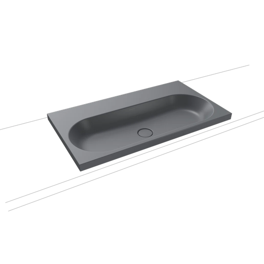 Centro Cool Grey Steel Enamel Rectangular Inset Bathroom Sink