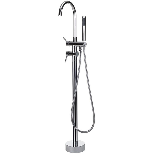 Beliani - Modern Freestanding Tub Bath Faucet Mixer Tap Brass Gloss Silver Tugela - Silver