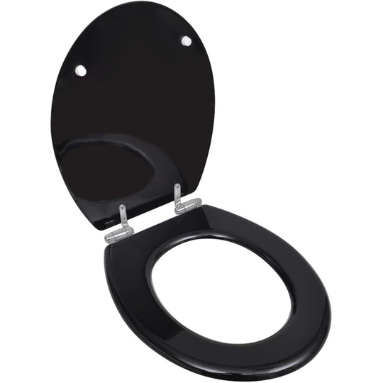 Wc Toilet Seat mdf Soft Close Lid Simple Design Black - Black