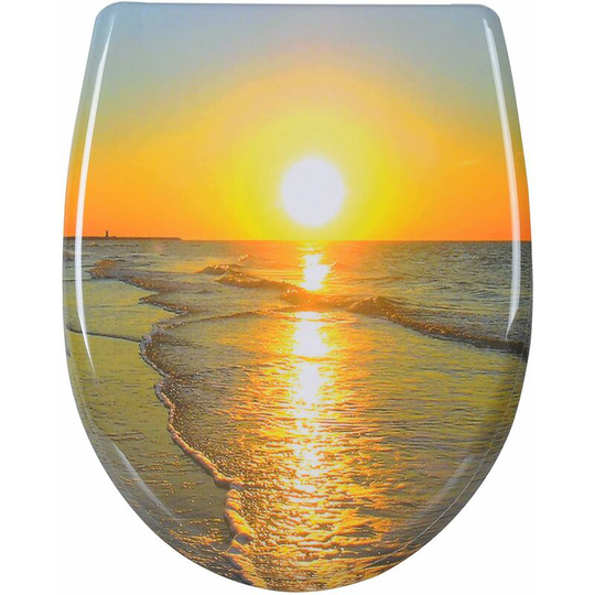 Quick Release wc toilet seats Soft Close Slow Hinge Attached for Family Bathroom Sunrise - Woltu
