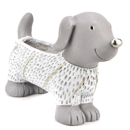Resin Stone Effect Dog Planter 25Cm