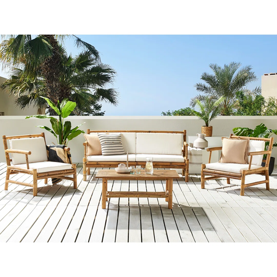 Ceara Solid Wood 4 - Person Seating Group with Cushions