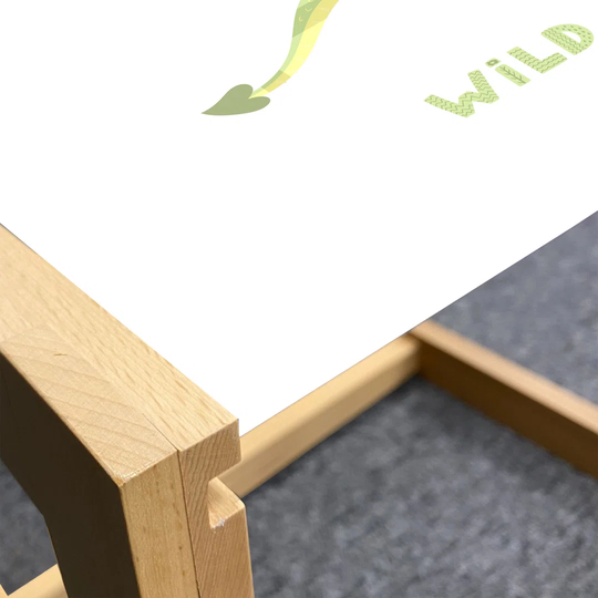 Dragon Coffee Table, Lettering And Scandinavian Style Dino Fantasy Creature, Acrylic Glass Center Table With Wooden Frame For Offices Dorms Green Pist