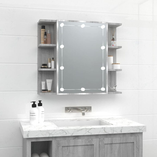 Mirror Cabinet with led Grey Sonoma 70x16.5x60 cm