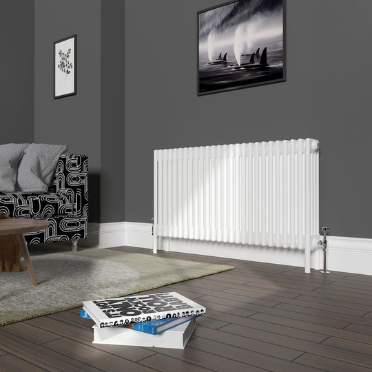 NRG - Traditional 4 Column Radiator Cast Iron Style Heating Rads Horizontal White 600x1190mm