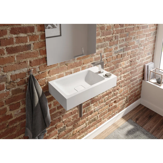 Cono Warm Beige Steel Enamel Rectangular Wall Hung Bathroom Sink