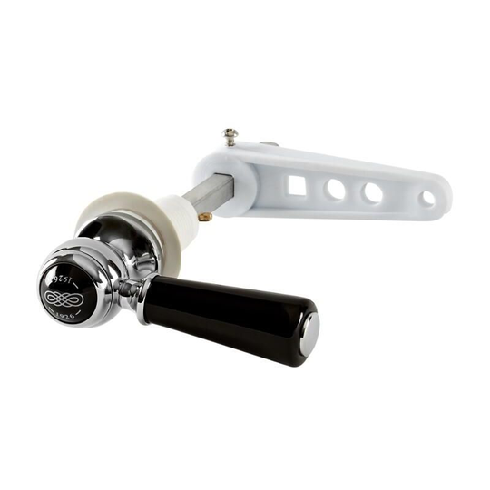 Elizabeth - Traditional Bathroom Toilet wc Cistern Flush Lever with Ceramic Handle - Chrome and Black - Milano