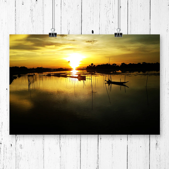 'Bangladesh Sunset & Fishing Boats' Graphic Art