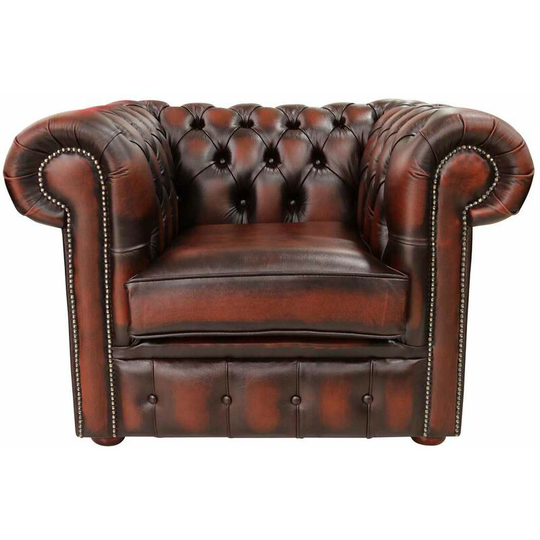 Chesterfield Low Back Club ArmChair Antique Rust Leather