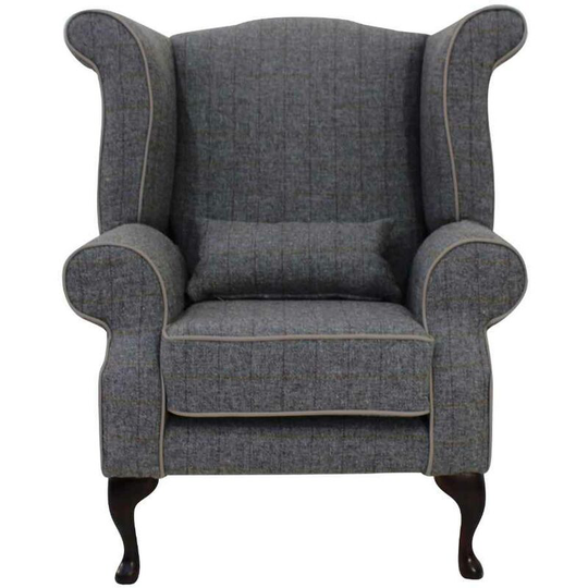 Chesterfield Edward Wool Tweed Wing chair | DesignerSofas4U