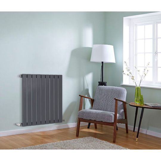 Anthracite Flat Panel Radiator Designer Column Bathroom Central Heating Single 600x612mm