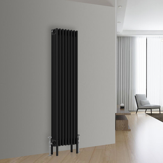 Traditional Vintage Cast Iron Style Radiator Black 4 Column 1500x380mm