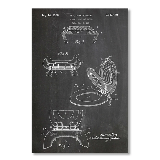 Toilet Seat and Cover by House of Borders Graphic Art in Grey