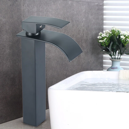 Modern Waterfall Faucet Bathroom Black