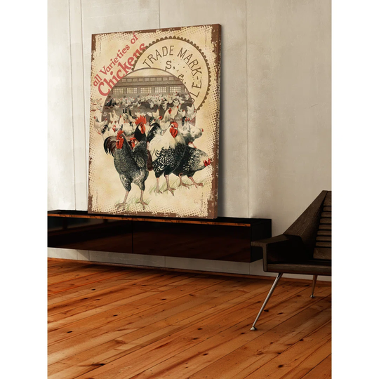 Chicken Varieties - Wrapped Canvas Advertisements Print