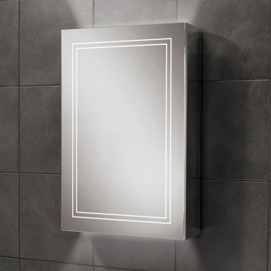 Edge 50 Aluminium led Single Door Bathroom Cabinet 700mm h x 500mm w x 140mm d - HIB