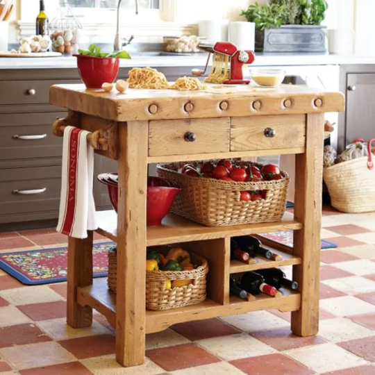 Abye 100cm Solid Wood Kitchen Island