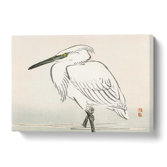 'Snowy Egret' by Kono Bairei - Wrapped Canvas Painting Print