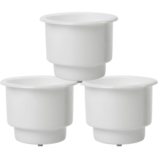 Sunflowergb - Manufactory 3 Pcs Recessed Plastic Tumbler Cup Holder With Drain For Marine rv (White)