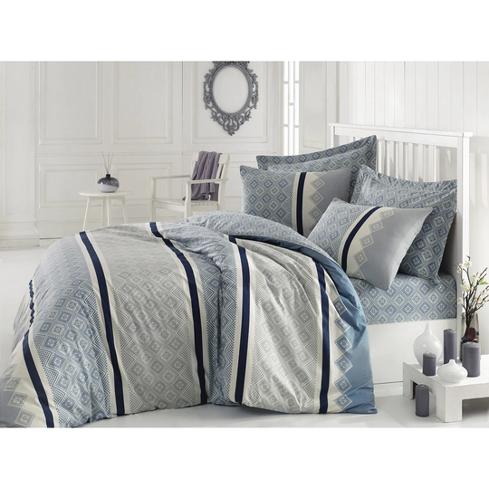 Leavitt Mint/Ecru 100% Cotton Duvet Cover Set