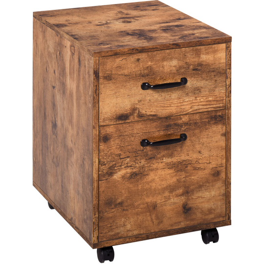 Roll File Cabinet w/ Drawer, Hanging File Folder Organizer Letter Size - Brown - Homcom