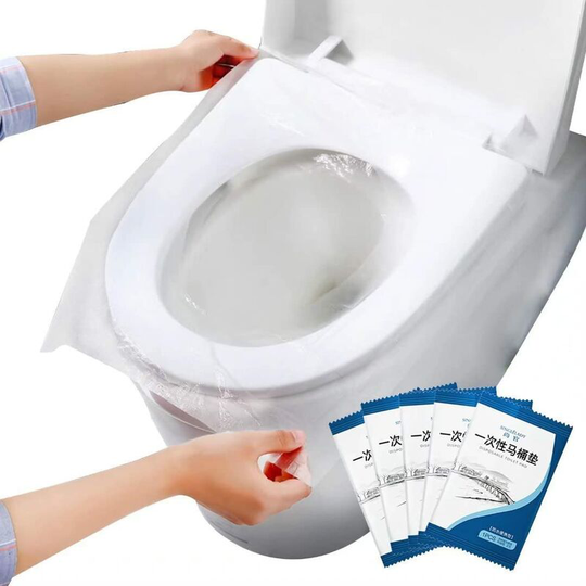30 Pcs Disposable Waterproof Paper Toilet Seat Covers for Camping Travel Bathroom, Transparent,