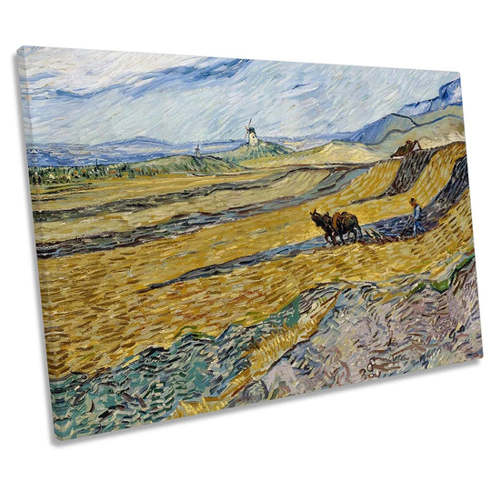 Vincent Van Gogh Enclosed Field With Ploughman CANVAS WALL ART Print