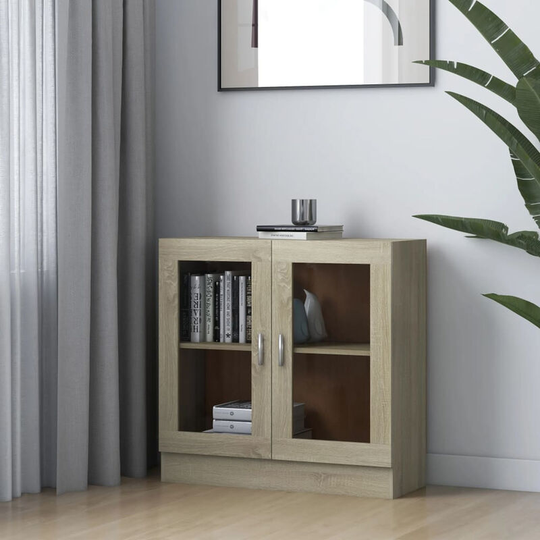 Vitrine Cabinet Sonoma Oak 82.5x30.5x80 cm Chipboard