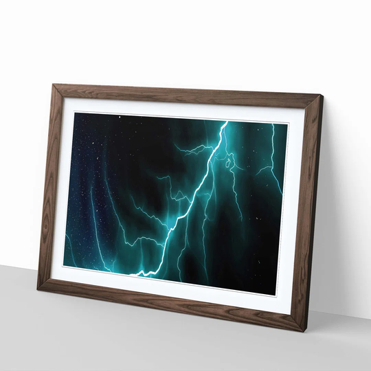 'Blue Abstract Lightening 4' Framed Graphic Art