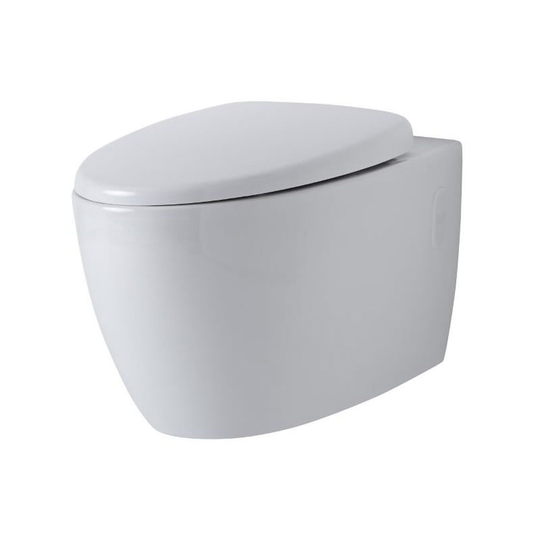 Milano - Altham - White Ceramic Modern Bathroom Wall Hung Rimless Toilet wc and Soft Close Seat